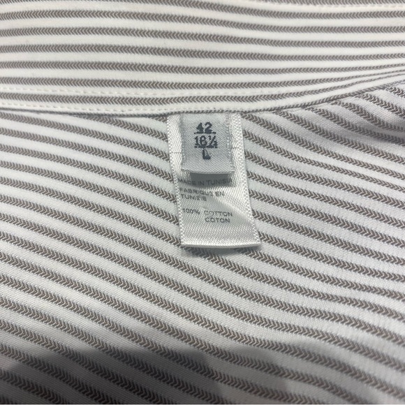 Armani Collezioni Men’s Dress Shirt 16.5 L Grey White Stripe - Picture 6 of 10
